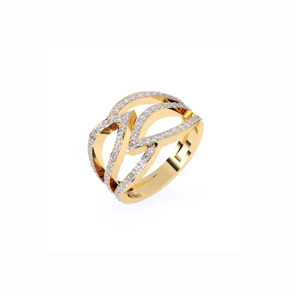Trendy Open Leaf Style Diamond Wedding Ring
